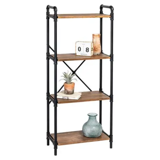 Honey Can Do Black 4-Tier Industrial Bookshelf {4}