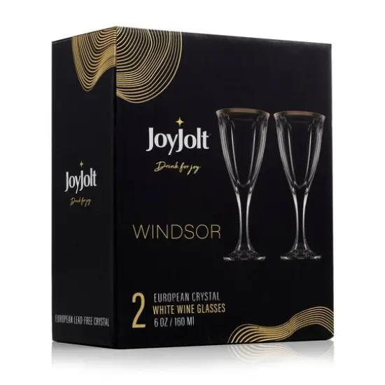 JoyJolt&reg; 6oz. Gold Rimmed Windsor Crystal White Wine Glasses, 2ct. {8}