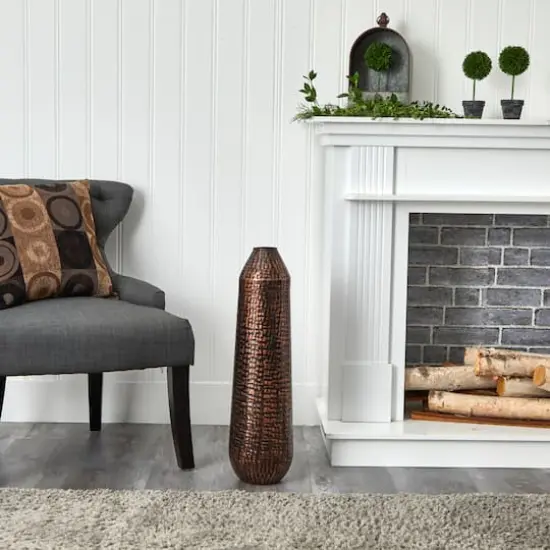 26" Embossed Metal Tower Vase {5}