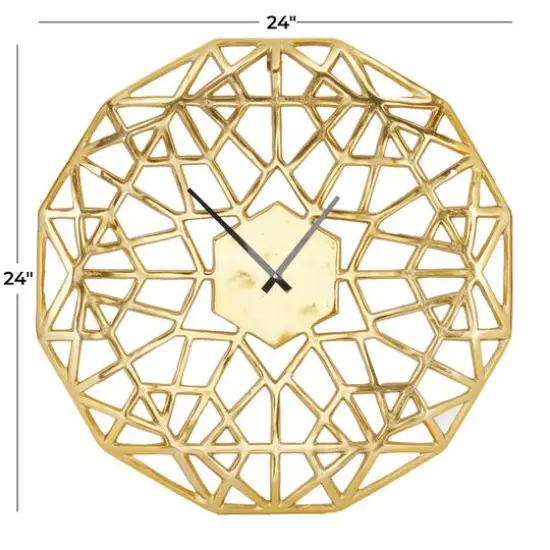 24" Contemporary Abstract Wall Clock Gold {7}