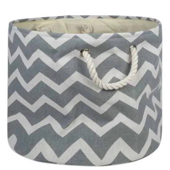 DII&reg; 15" Round Chevron Fabric Bin Gold {2}