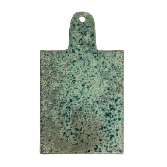 Hello Honey&reg; 13.75" Green Matte Stoneware Cheese Board with Leather Tie {9}