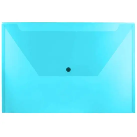 JAM Paper 9.8" x 14.5" Plastic Snap Closure Envelopes, 12ct. Blue {1}