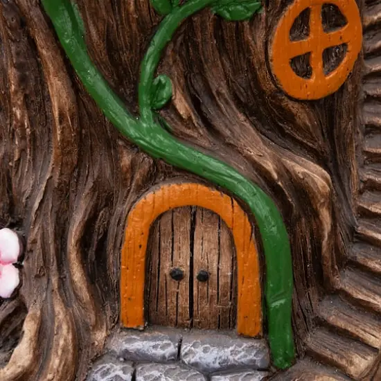 13.75" Fairy Tree Stump Outdoor Garden Plant Stand {5}