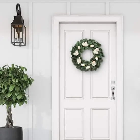 24" Cream Spring Magnolia Wreath {4}