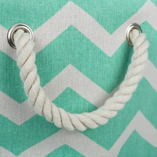 Large Polyester Chevron Rectangle Bin Aqua {4}