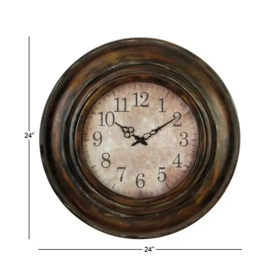 Brown Rustic Metal Wall Clock, 24" x 24" {9}