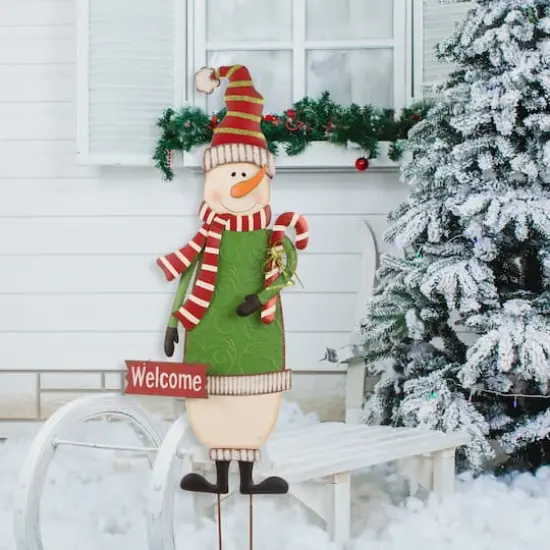 Glitzhome&reg; 36" Snowman Metal Yard Stake {4}