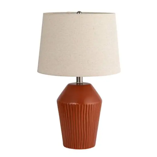 Hello Honey&reg; 21" Brown Ribbed Round Stoneware Desk Lamp {5}