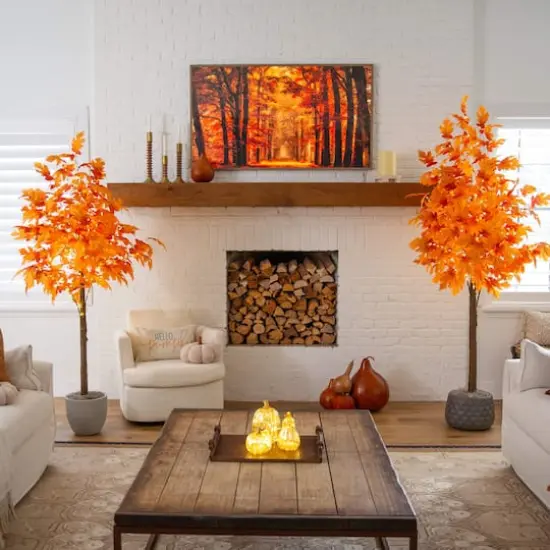 7ft. Pre-Lit Autumn Maple Artificial Fall Tree with 450 Warm White LED Lights {12}