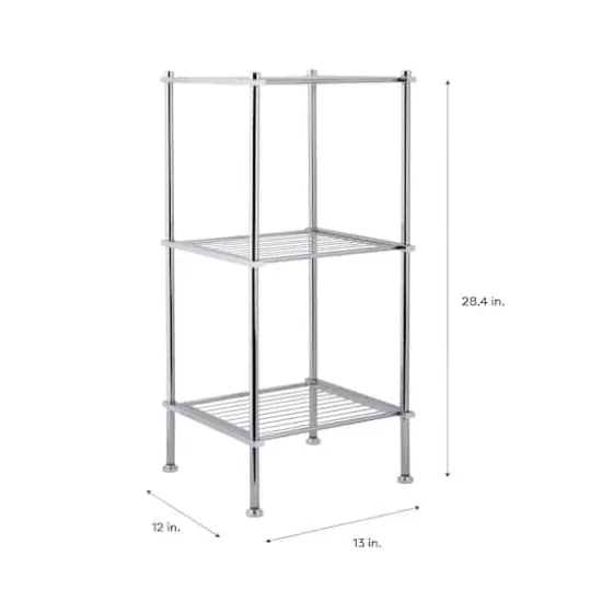 Organize It All 28" Metro Chrome 3-Tier Freestanding Shelving Tower {5}
