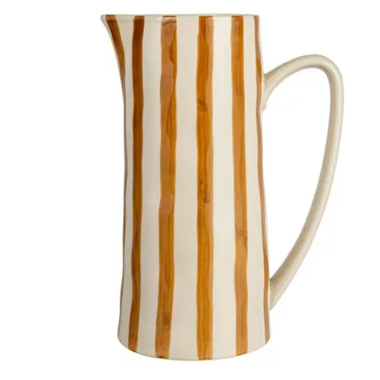 Hello Honey&reg; 9" Cream & Orange Hand-Painted Stoneware Pitcher {6}