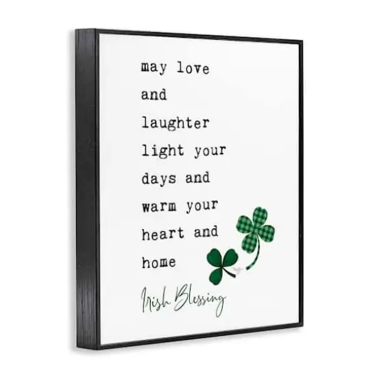 Stupell Industries Heart & Home Touching Irish Blessing Clover Motif Framed Giclee Art Black {4}