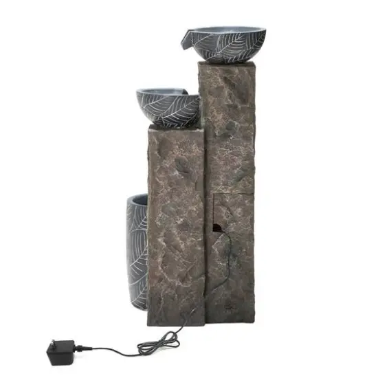 Glitzhome&reg; 33" Natural Leaf Textured 4-Tier Outdoor Fountain {8}