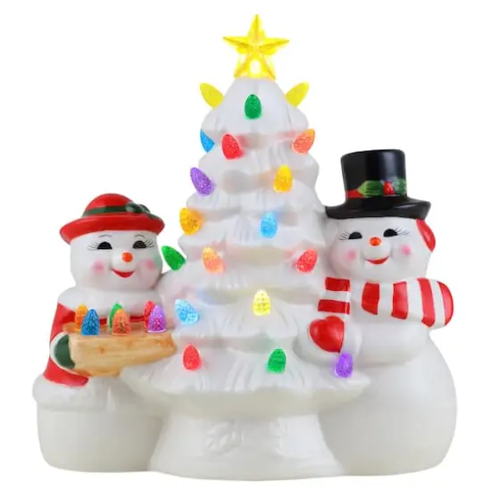 9.25" Mr. & Mrs. Snowman Nostalgic Tree {1}