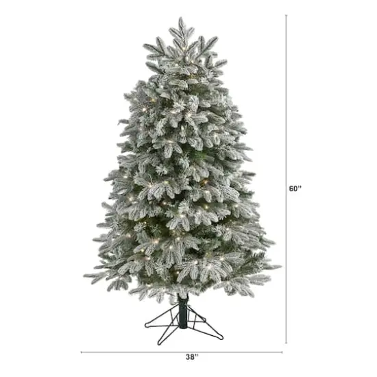 5ft. Pre-Lit Flocked Colorado Mountain Fir Artificial Christmas Tree, Warm White Microdot LED Lights {3}