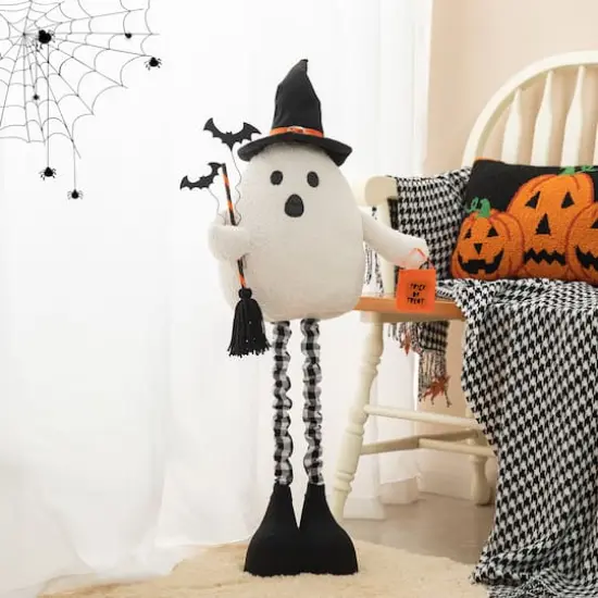 Glitzhome&reg; 38" Lighted Halloween Fabric Ghost Standing D&eacute;cor with Timer {6}