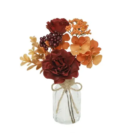 11" Brown & Orange Dahlia & Hydrangea in Glass Container by Ashland&reg; {1}
