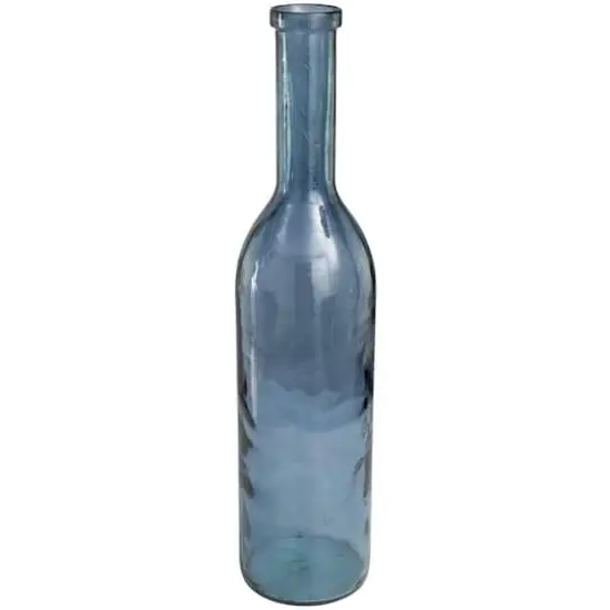 30" Blue Recycled Glass Tall Spanish Bottleneck Vase {1}