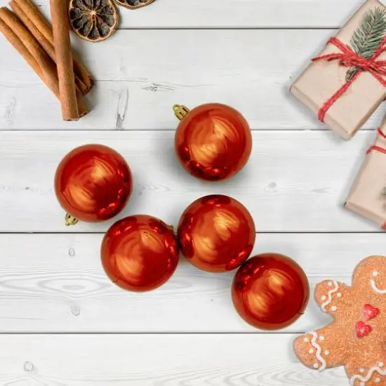 60ct. 2.5" Burnt Orange Shatterproof Shiny Christmas Ball Ornaments {3}