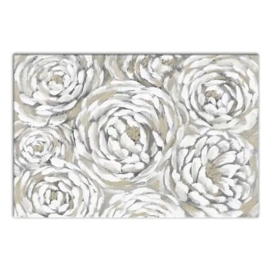 Cream & Gray Floral Canvas Wall Art {1}
