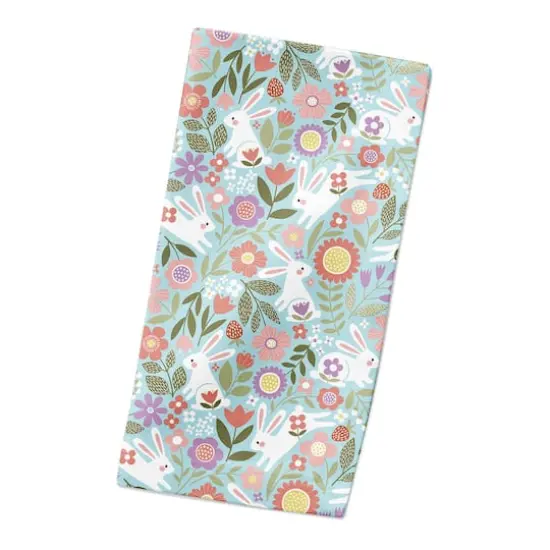 Pastel Bunny Floral Pattern 10" x 10" Cotton Twill Napkin {3}