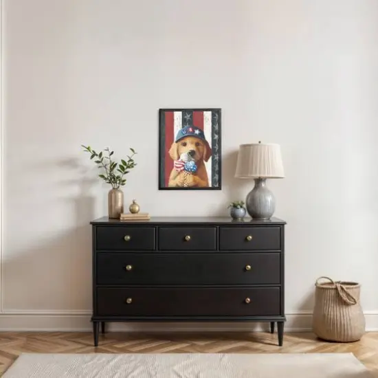 18" x 24" Patriotic Ice Cream Pup Framed Print Black {6}