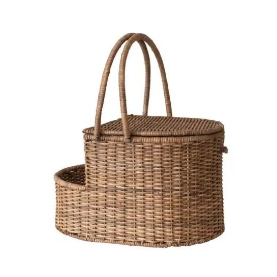 Hello Honey&reg; Natural Oval Wicker Picnic Basket with Open Side Compartment {16}