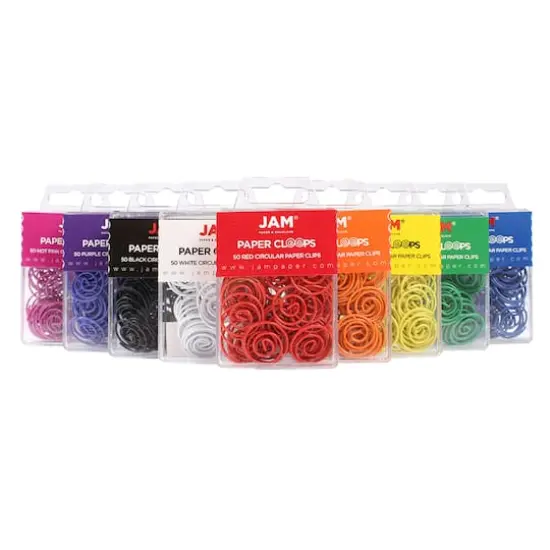 JAM Paper Assorted Colors Circular Paper Clips, 9 Packs of 50 {1}