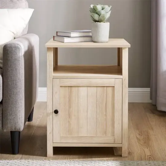 Walker Edison 18" Grooved Door Side Table White Oak {6}