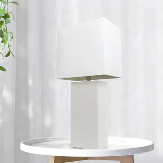 Lalia Home Lexington 21" Leather Home D&eacute;cor Table Lamp White {5}