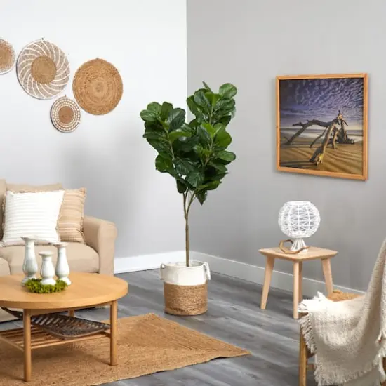 6ft. Fiddle Leaf Fig Artificial Tree in Handmade Natural Jute and Cotton Planter {5}