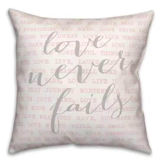 Love Never Fails Throw Pillow {1}