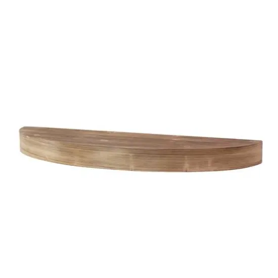 Large Brown Round Wood Floating Wall Shelf {1}