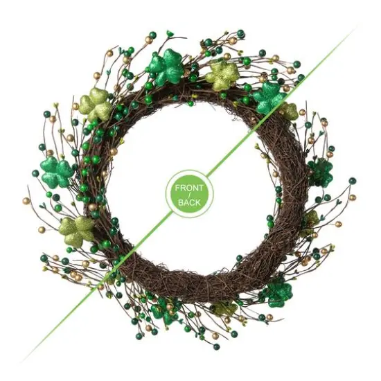 Glitzhome&reg; 20" St. Patrick's Day Shamrock Berry Wreath {7}