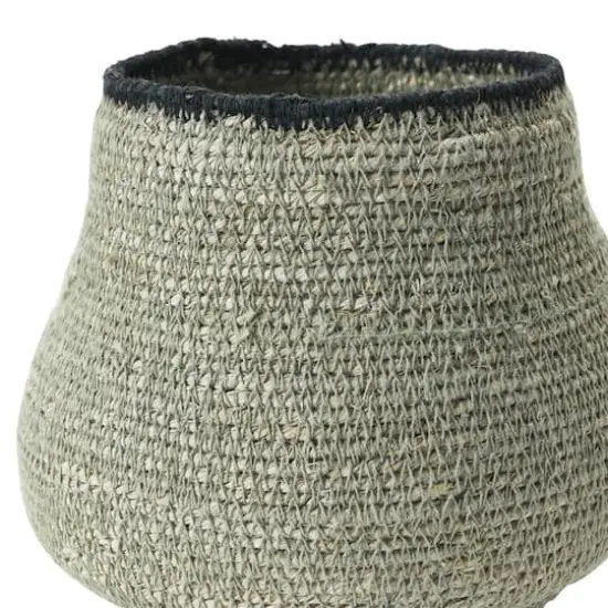 Hello Honey&reg; 7" Gray & Black Hand-Woven Seagrass Basket {4}