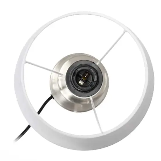 Simple Designs 17" Encased Metal & Clear Glass Table Lamp White/Brushed Nickel {11}