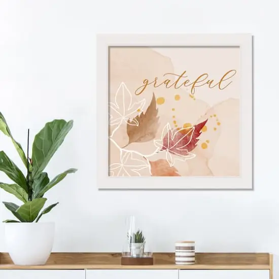 Grateful Fall Foliage Wall Art in White Frame {3}