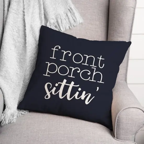 18" Front Porch Sittin' Throw Pillow Navy {3}