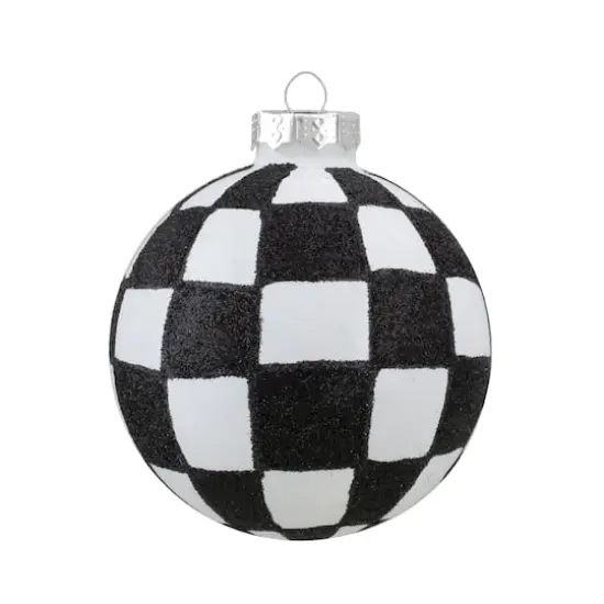 2.5" Black & White Glass Ball D&eacute;cor Set {4}