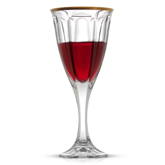 JoyJolt&reg; 8oz. Gold Rimmed Windsor Crystal Red Wine Glasses, 2ct. {4}
