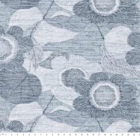 Springs Creative Modern Coastal Bellamy Raffia Chambray Blue Fabric {1}