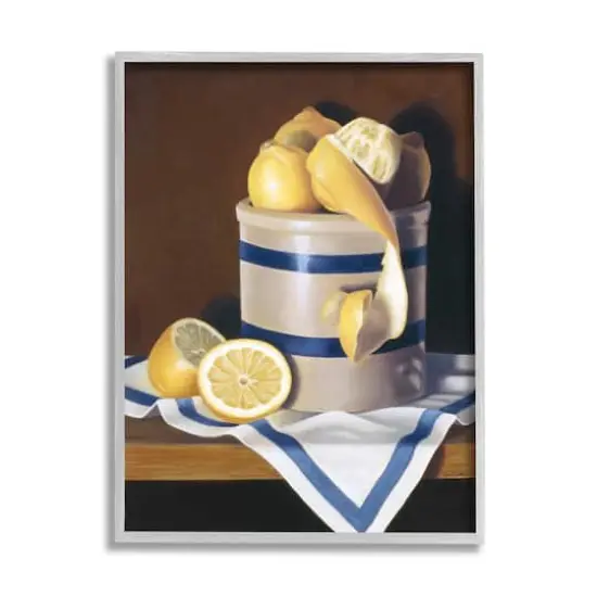 Stupell Industries Still-Life Country Lemon Peel in Jar Wall Art in Gray Frame {1}