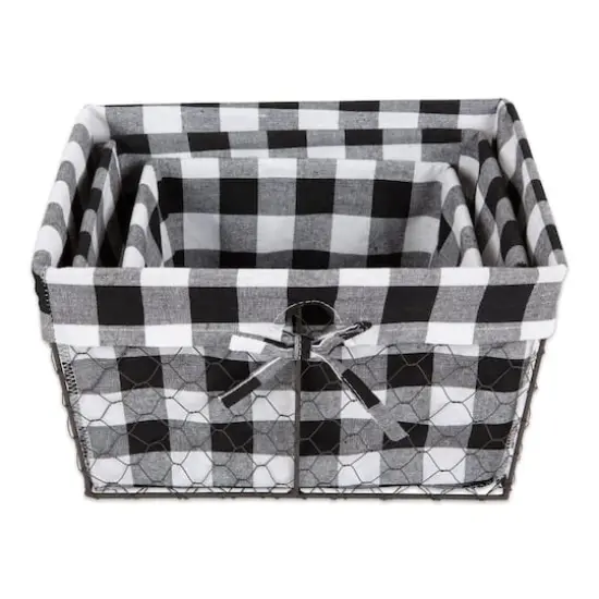DII&reg; Black & White Checkered Chicken Wire Basket Set {4}