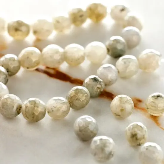 White Labradorite Silverite Facted Round Beads by Bead Landing&reg;, 6mm {3}