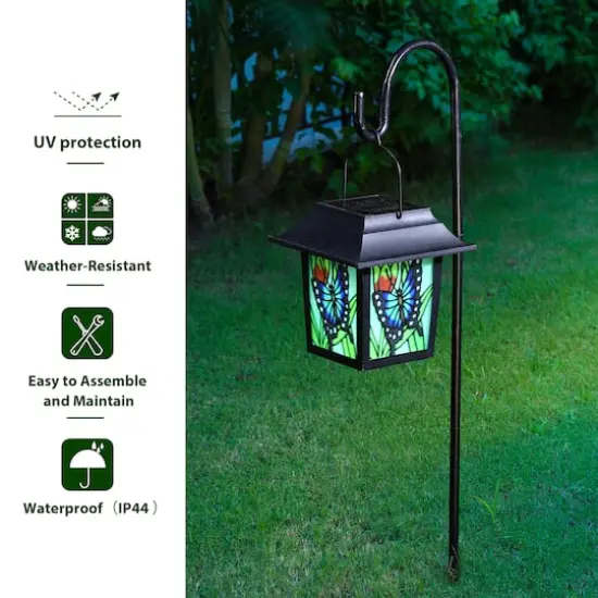 Glitzhome&reg; 30" Solar Powered Butterfly Pattern Garden Lamp with Stakes, 2ct. {7}