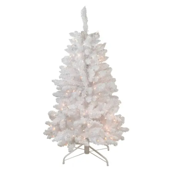 4ft. Pre-Lit Slim Flocked Artificial Christmas Tree with Clear Lights {4}
