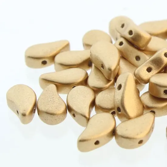 The Beadsmith&reg; Paisley Duo 2-Hole Czech Glass Teardrop Beads, 8mm Bronze Pale Gold {1}