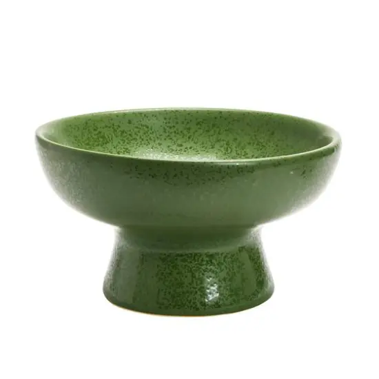 Hello Honey&reg; Matte Green Reactive Glaze Stoneware Footed Bowl {1}