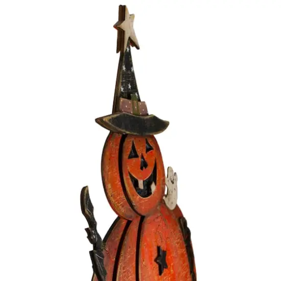 28" Lighted Standing Pumpkin with a Ghost & Bat Halloween Tabletop D&eacute;cor {4}